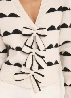 Cream Wool Blend Bow Detail Cardigan