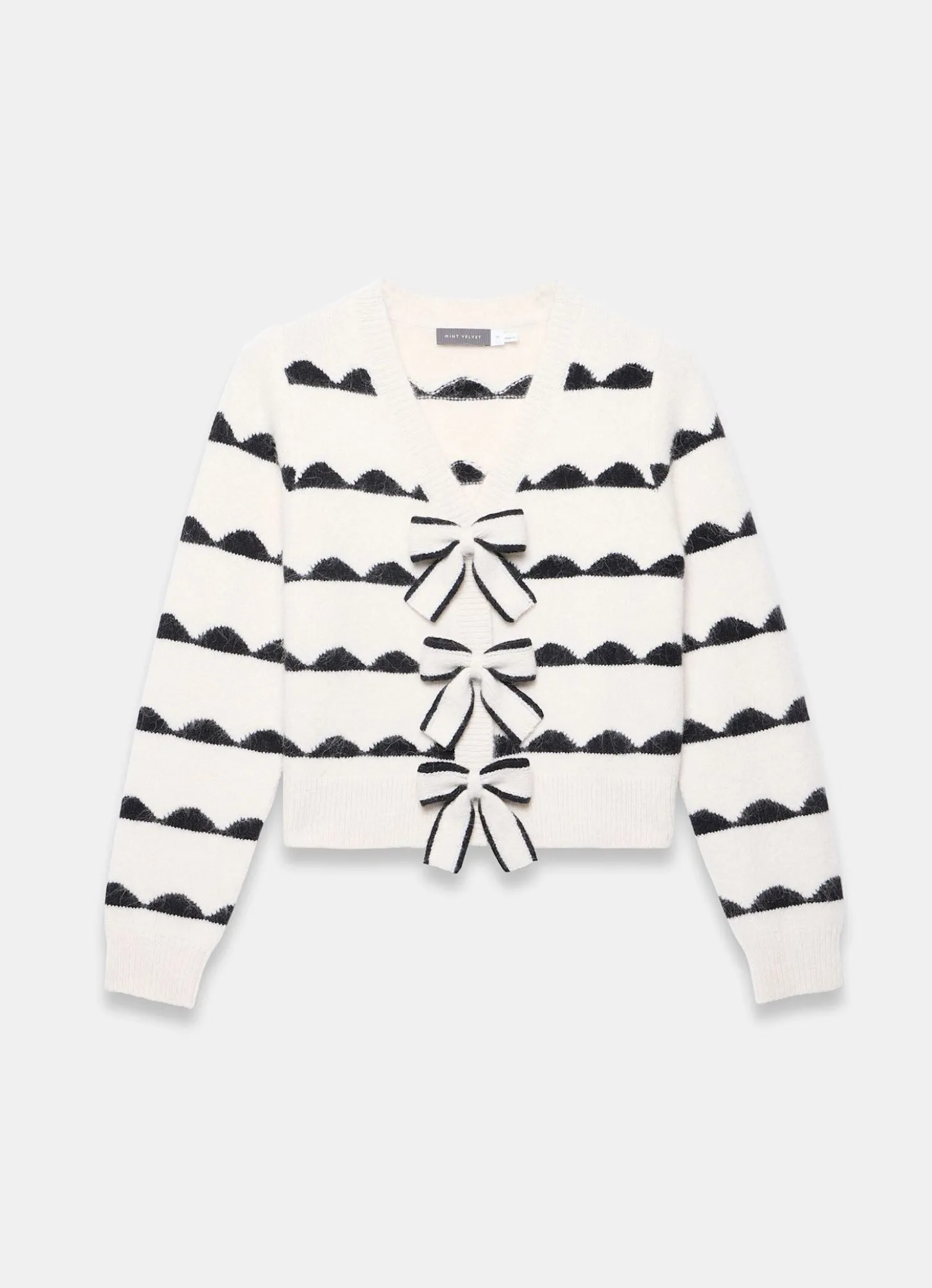 Cream Wool Blend Bow Detail Cardigan