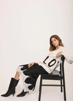 Cream Wool Blend Graphic Love Jumper