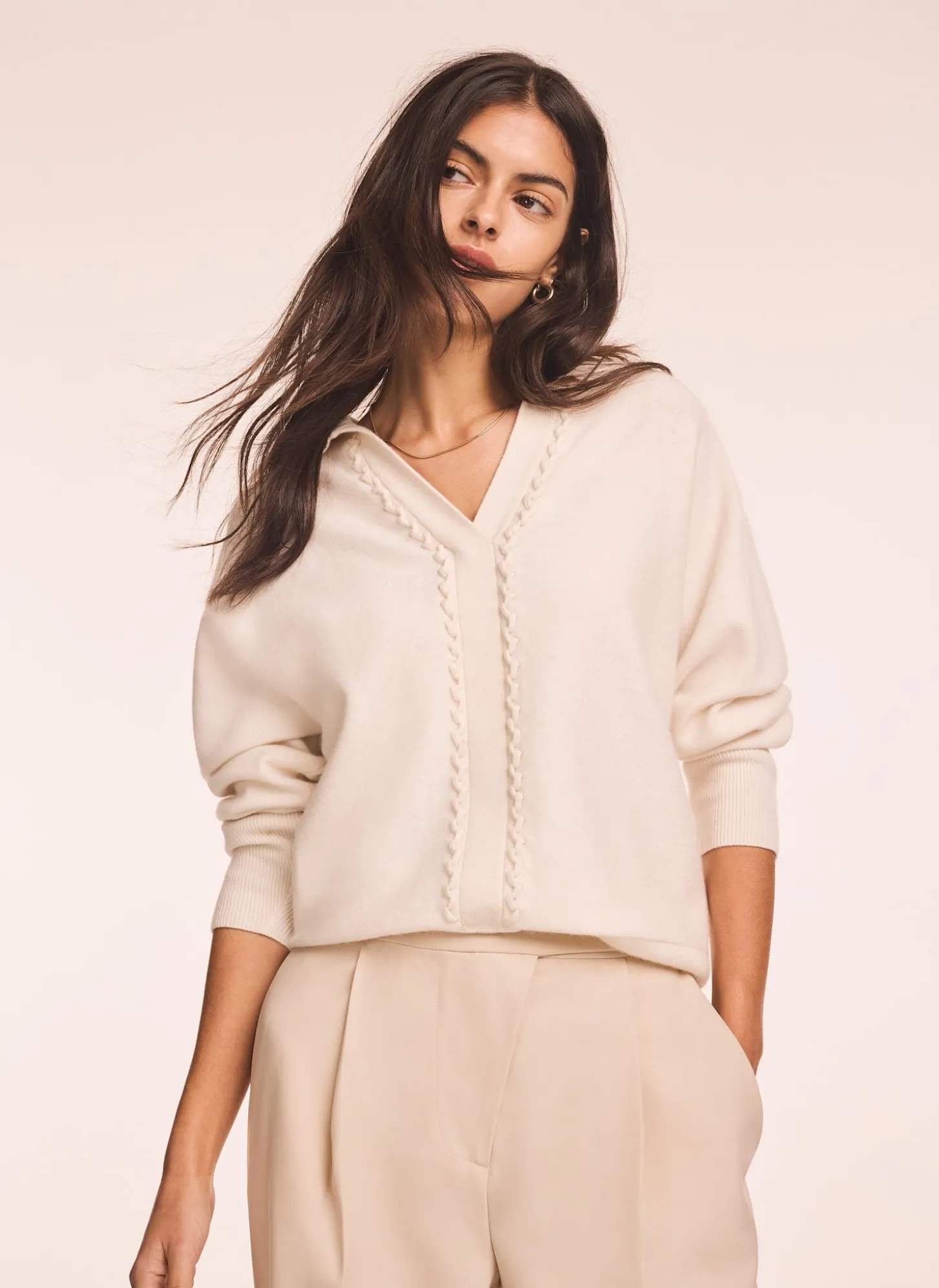 Cream Wool Blend Knit Jumper