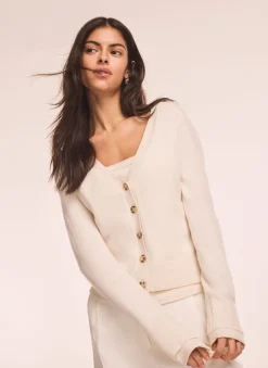 Cream Wool Blend Layered Cardigan