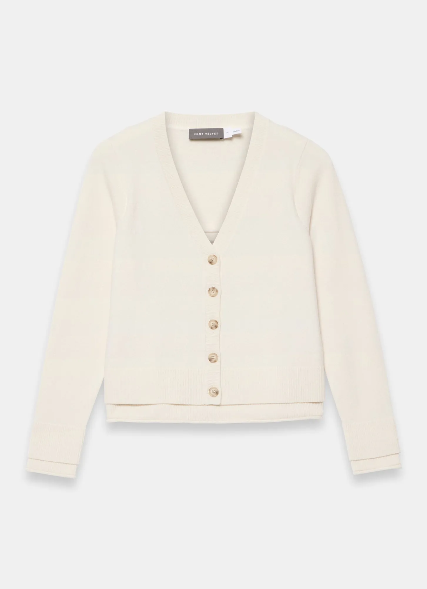 Cream Wool Blend Layered Cardigan