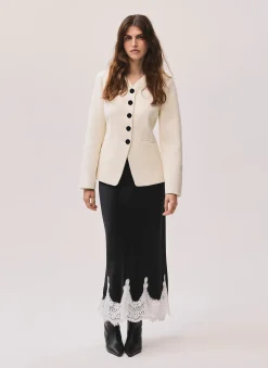 Cream Wool Blend Sculpted Jacket