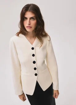 Cream Wool Blend Sculpted Jacket