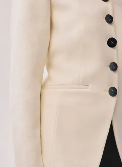 Cream Wool Blend Sculpted Jacket