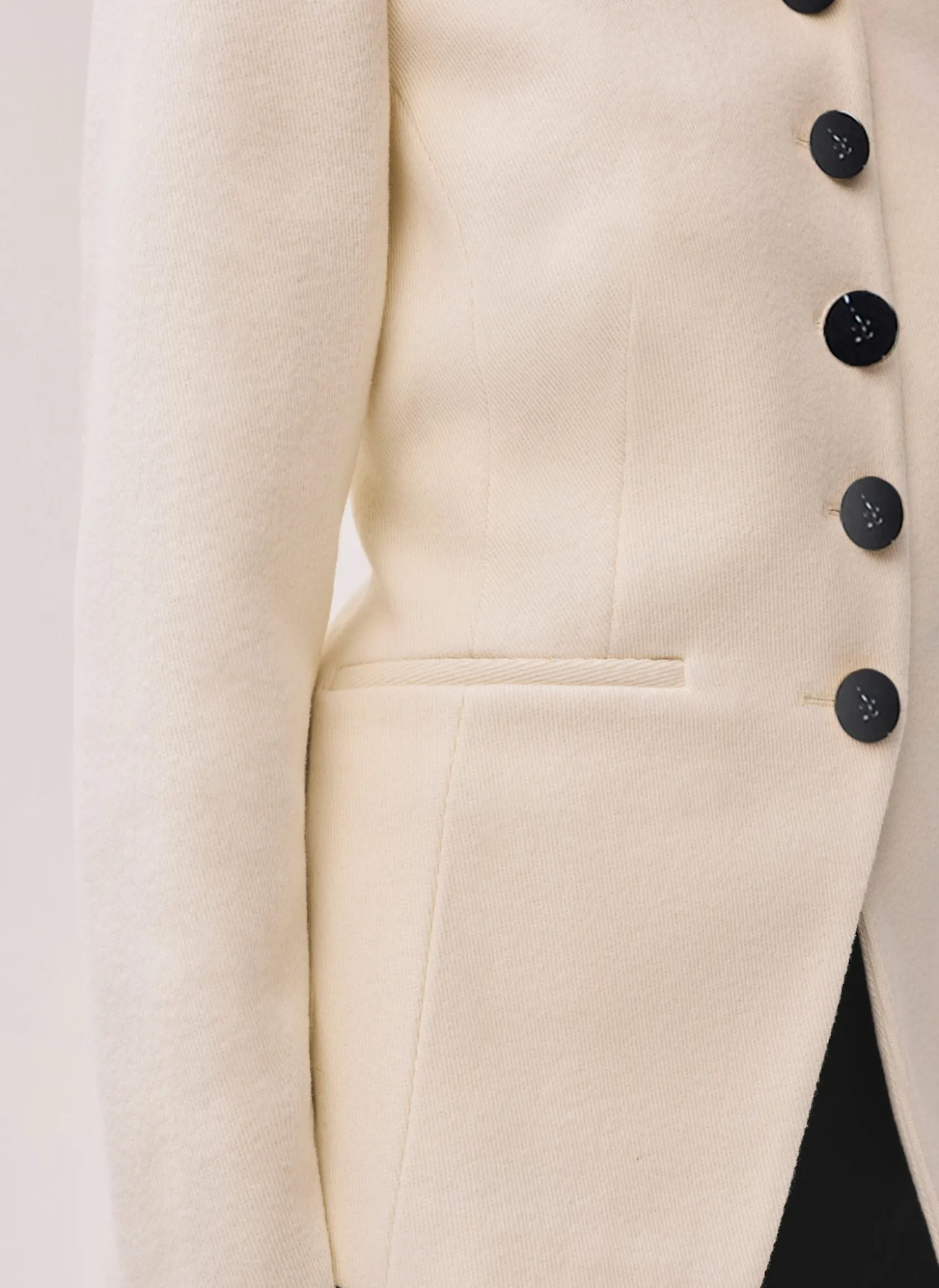 Cream Wool Blend Sculpted Jacket