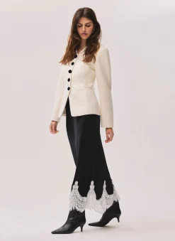 Cream Wool Blend Sculpted Jacket