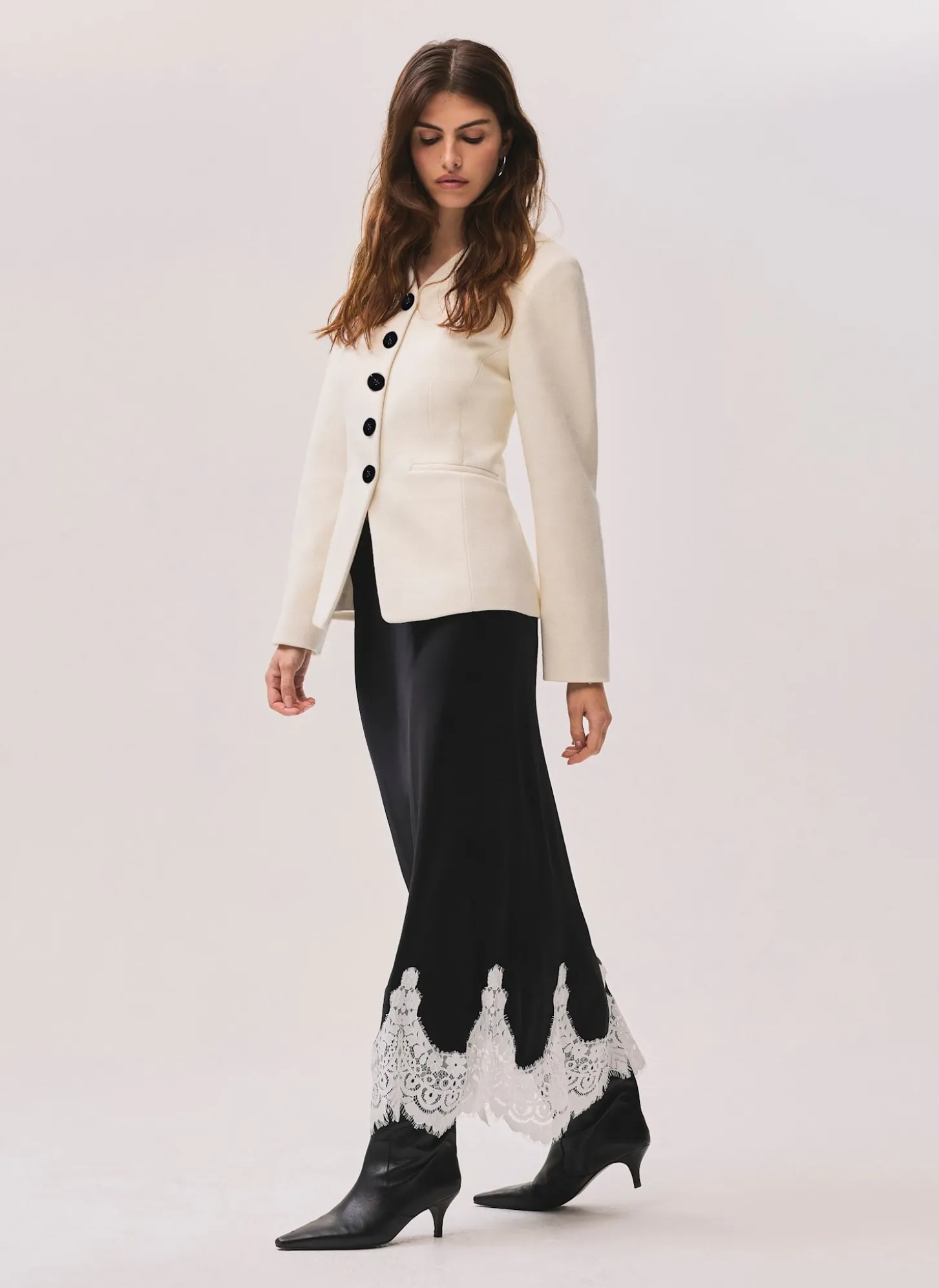 Cream Wool Blend Sculpted Jacket