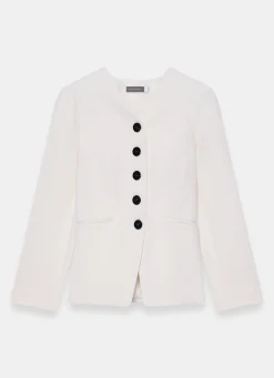Cream Wool Blend Sculpted Jacket