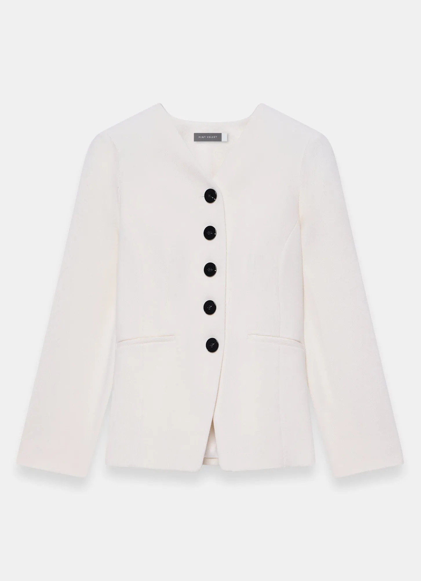 Cream Wool Blend Sculpted Jacket