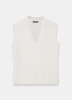 Cream Wool Blend Sleeveless Knit Top