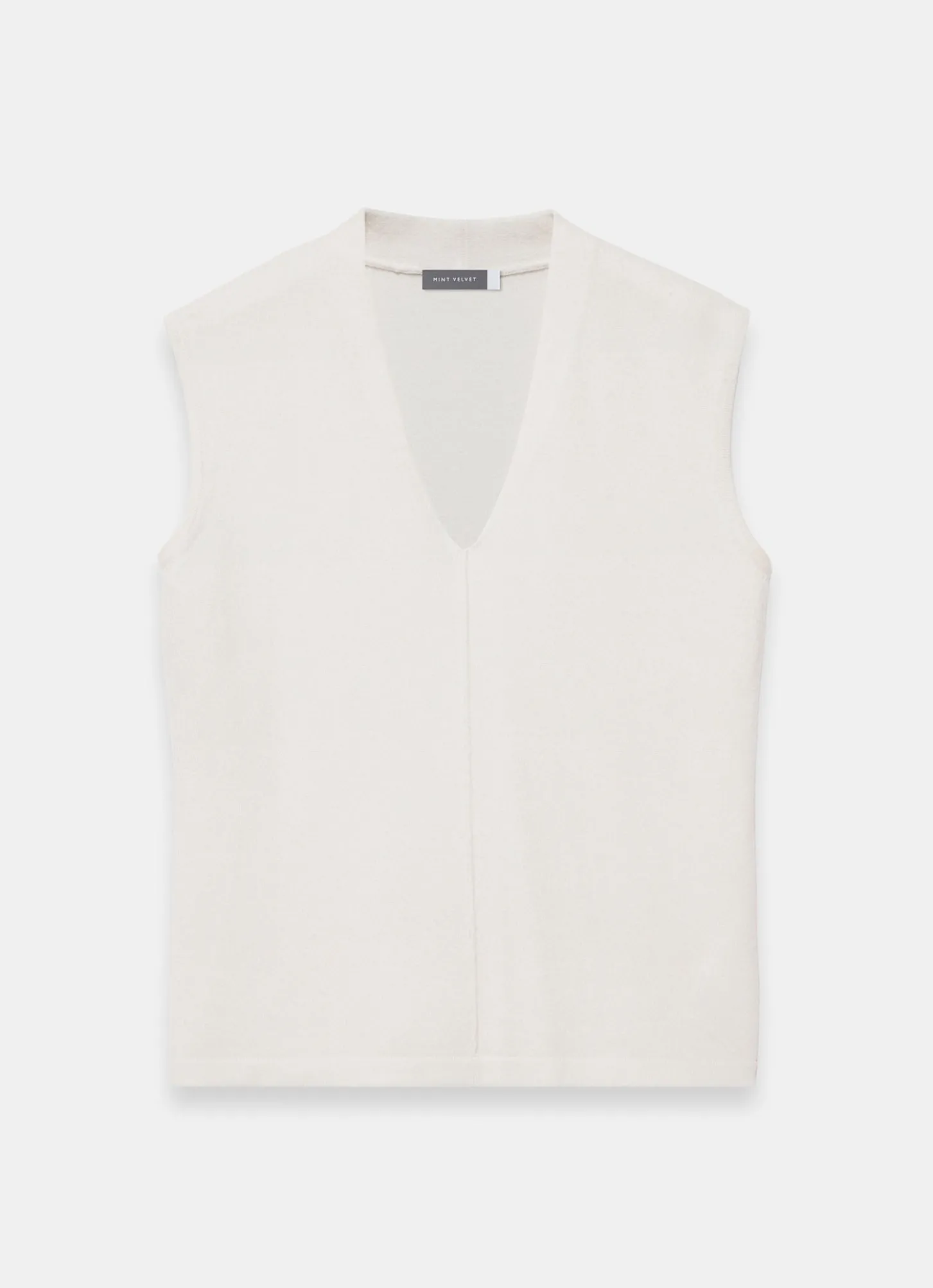 Cream Wool Blend Sleeveless Knit Top