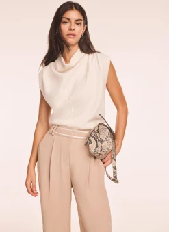 Cream Wool Blend Sleeveless Knit Top