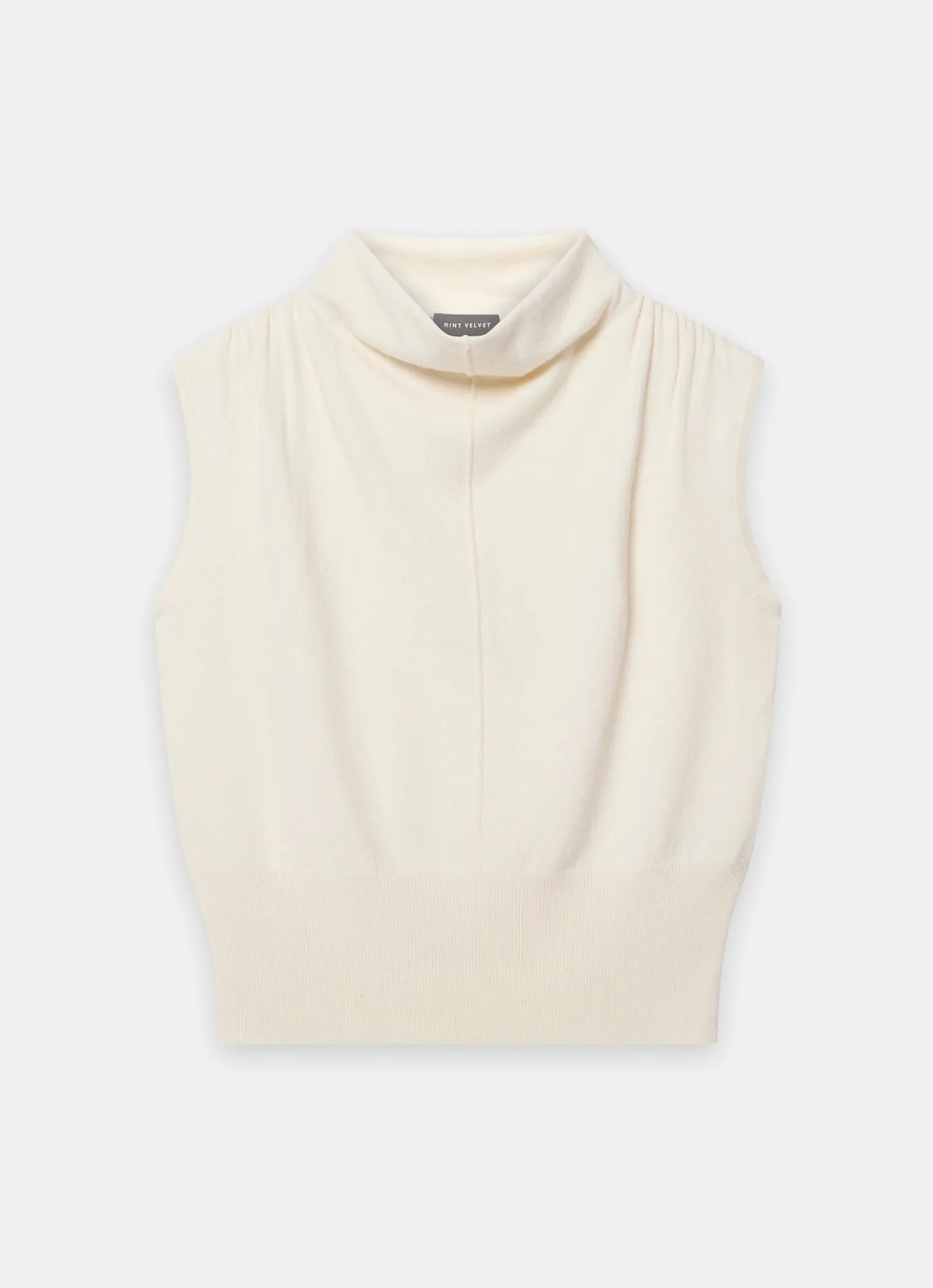 Cream Wool Blend Sleeveless Knit Top