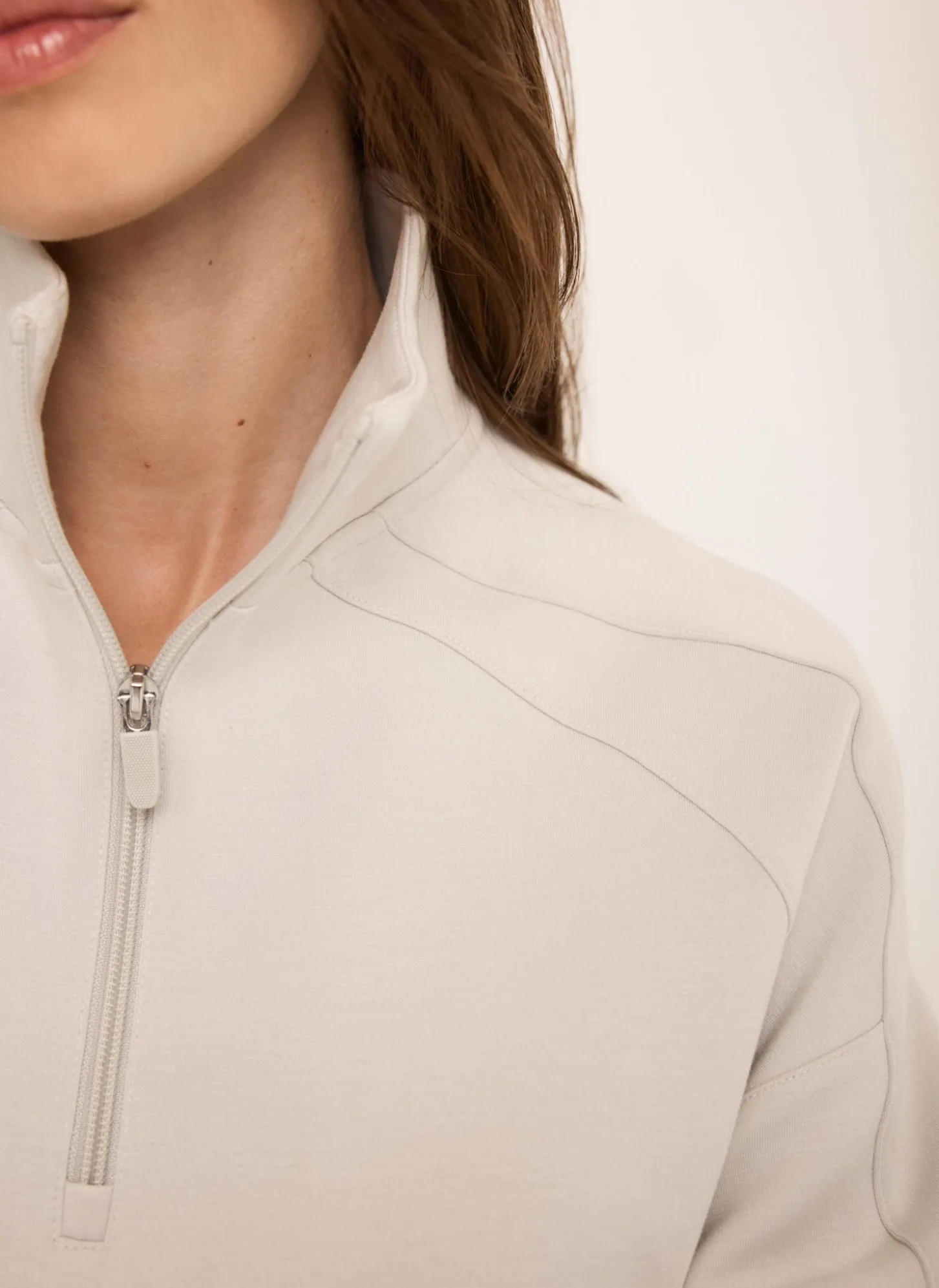 Cream Zip Detail Sweatshirt