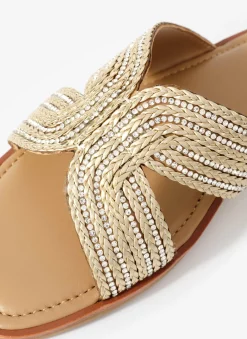 Darcy Gold Metallic Detail Sandals