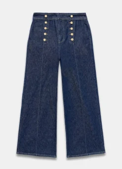 Dark Indigo Button Front Tailored Jean