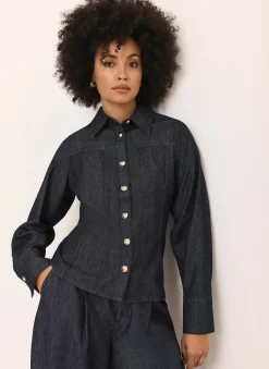 Dark Indigo Denim Fitted Shirt