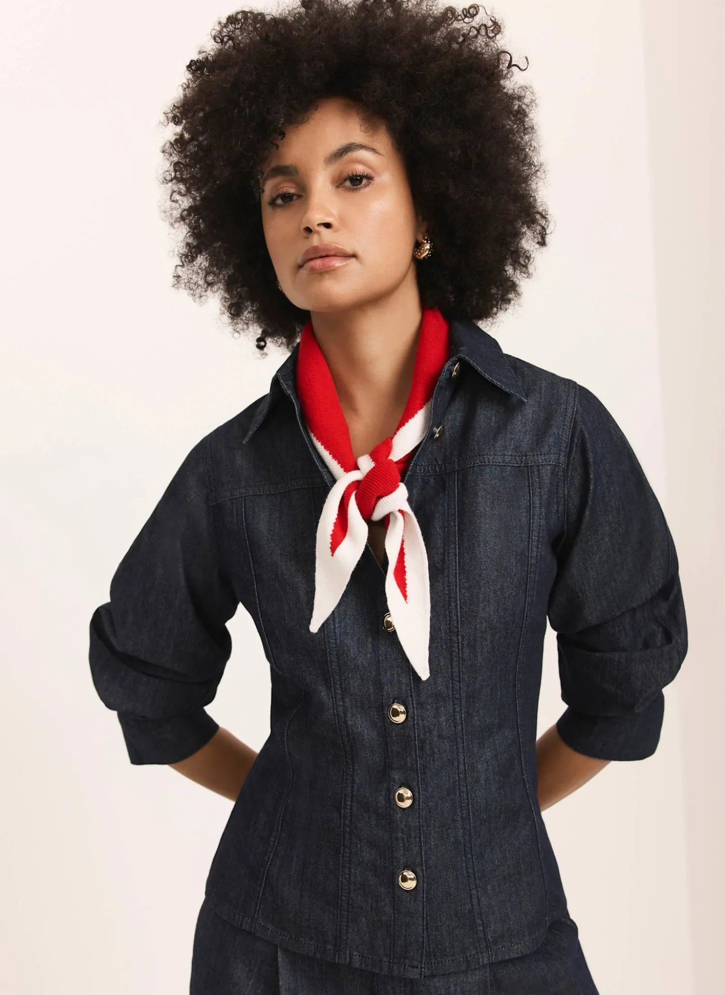 Dark Indigo Denim Fitted Shirt