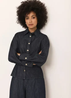 Dark Indigo Denim Fitted Shirt