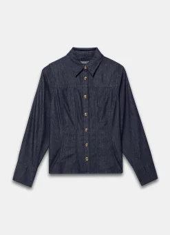 Dark Indigo Denim Fitted Shirt