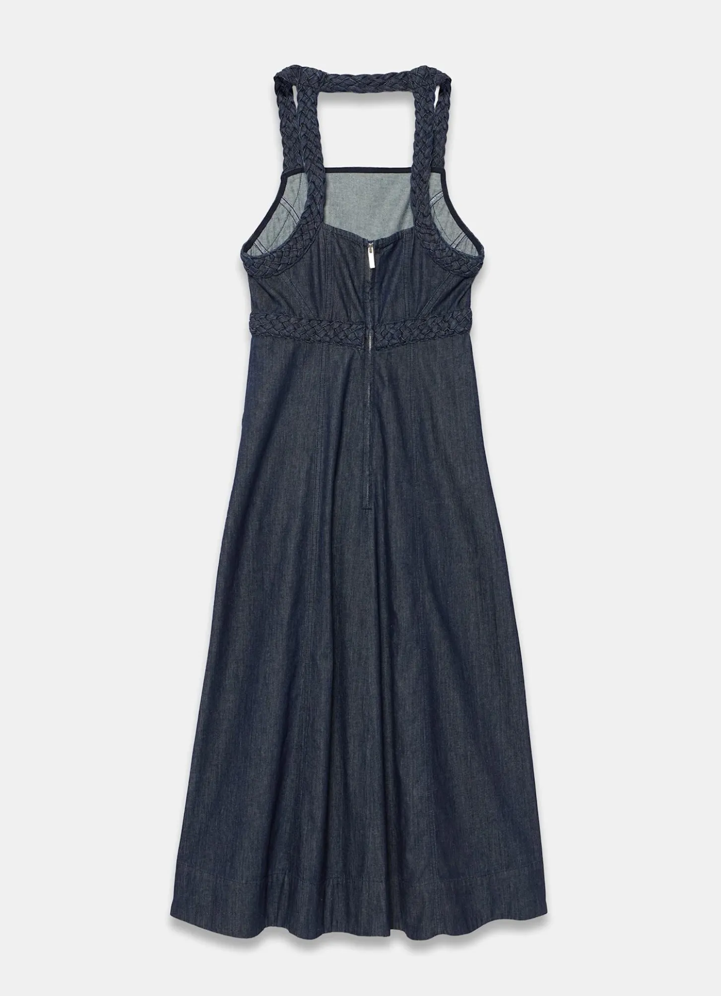 Dark Indigo Denim Halter Midi Dress