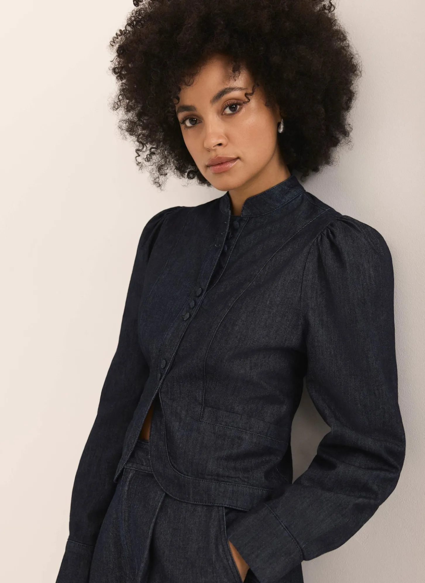 Dark Indigo Denim Long Sleeve Jacket
