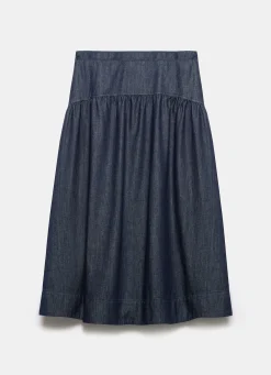 Dark Indigo Denim Maxi Skirt