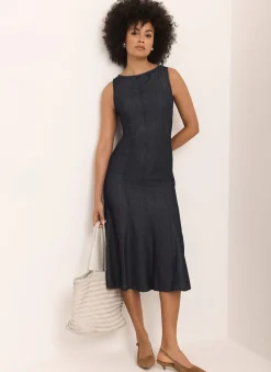 Dark Indigo Denim Midi Dress