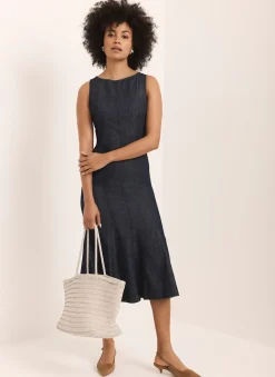 Dark Indigo Denim Midi Dress