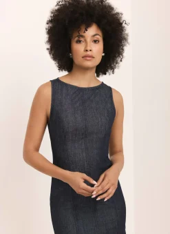 Dark Indigo Denim Midi Dress