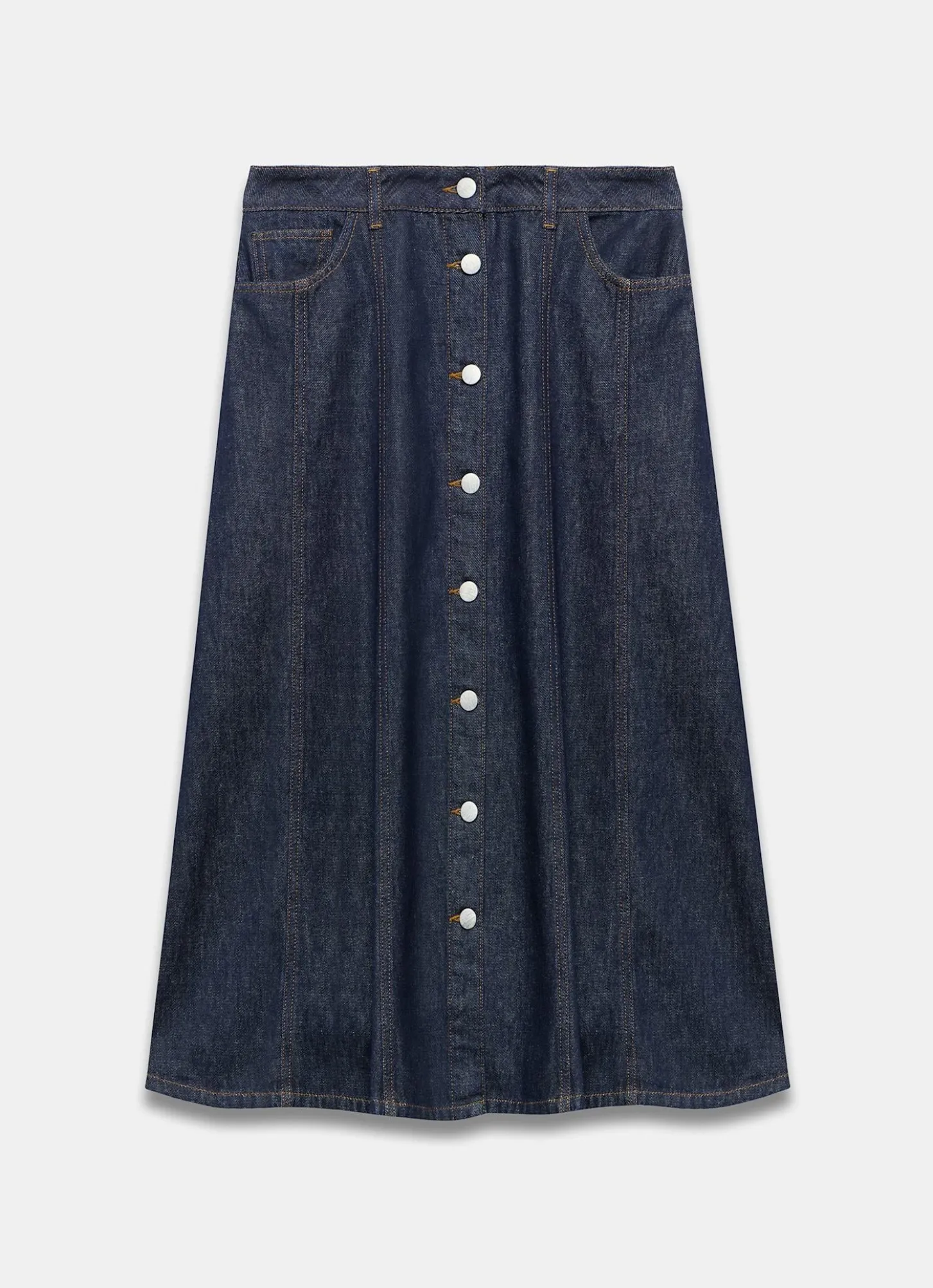 Dark Indigo Denim Midi Skirt