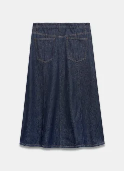 Dark Indigo Denim Midi Skirt