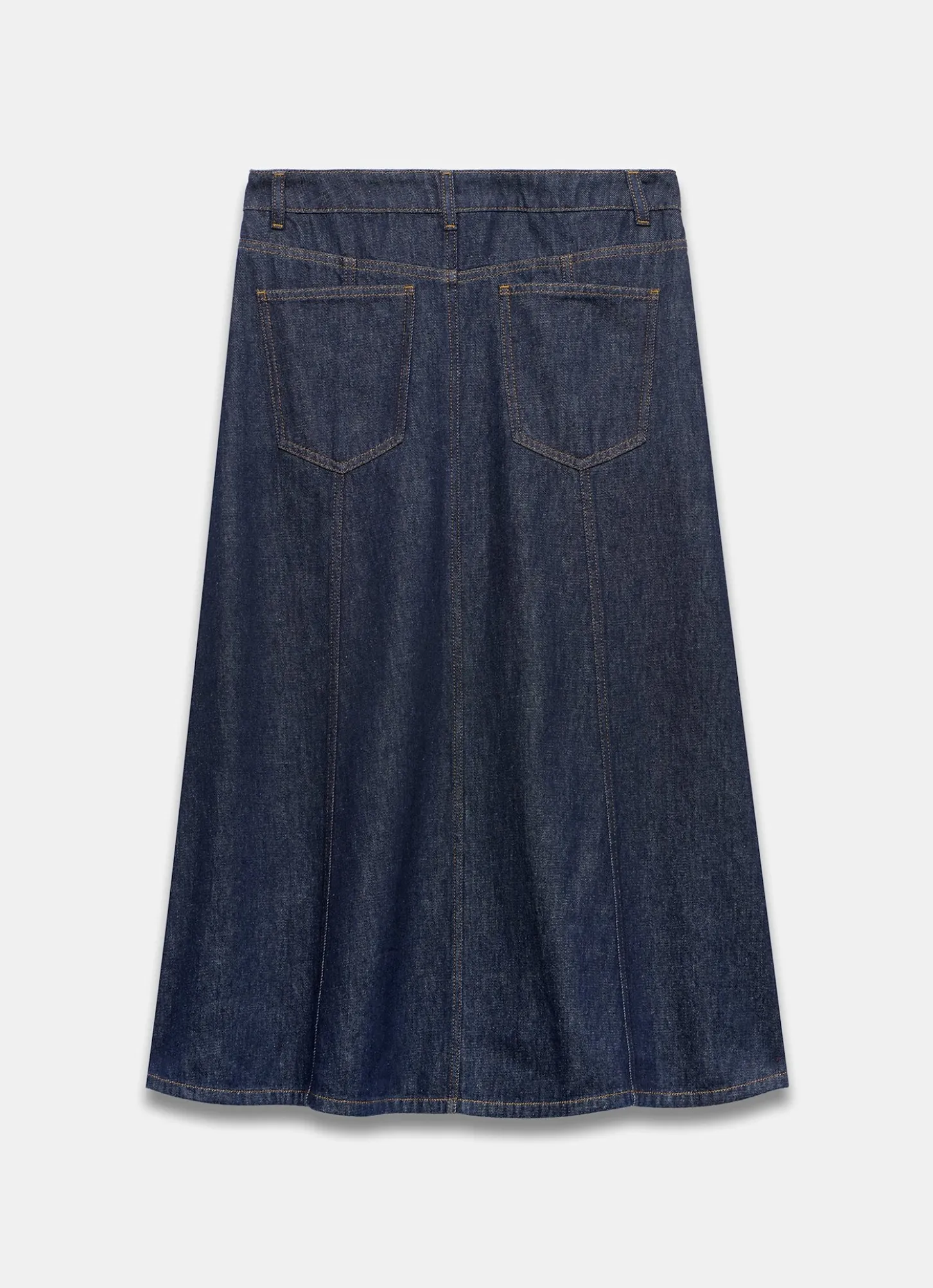 Dark Indigo Denim Midi Skirt