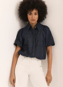 Dark Indigo Paisley Denim Shirt