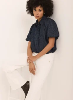 Dark Indigo Paisley Denim Shirt