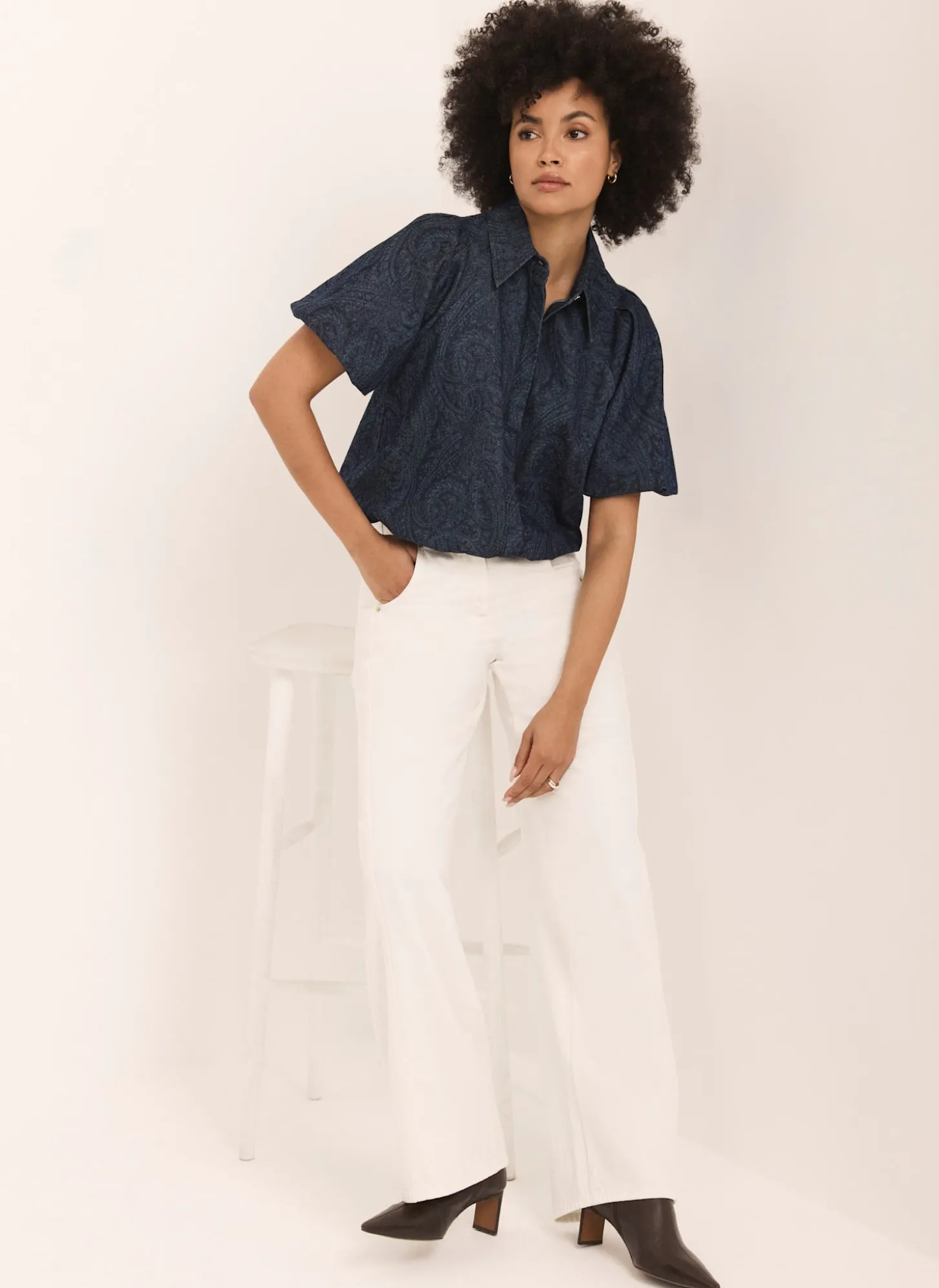 Dark Indigo Paisley Denim Shirt