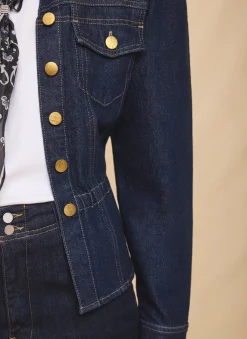 Dark Indigo Puff Sleeve Denim Jacket