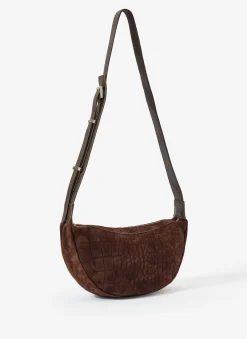 Dolly Brown Textured Suede Scoop Sling Bag