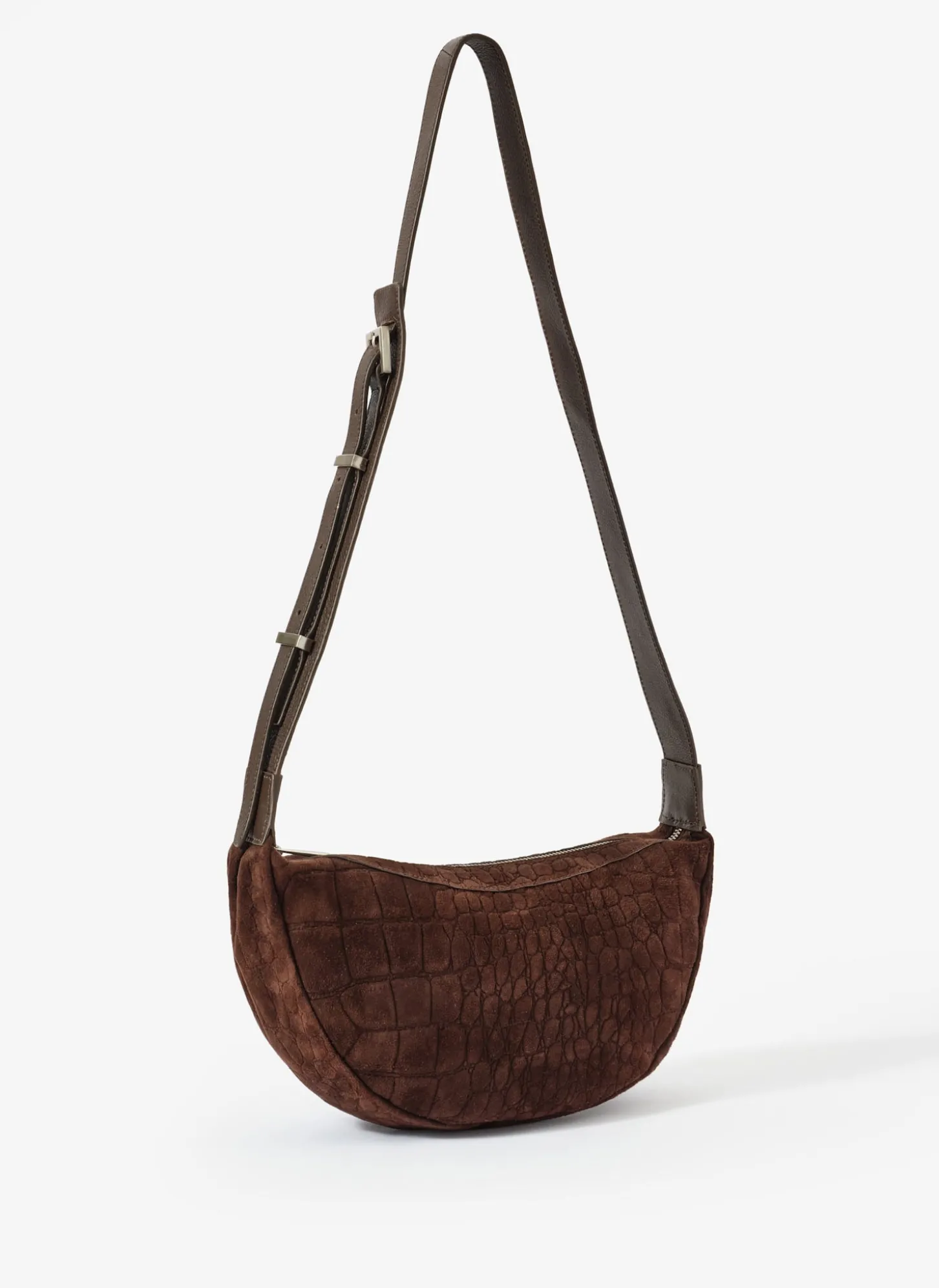 Dolly Brown Textured Suede Scoop Sling Bag