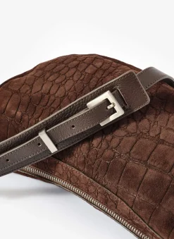 Dolly Brown Textured Suede Scoop Sling Bag