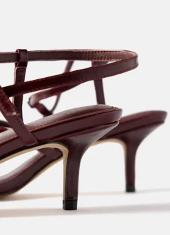 Eli Burgundy Leather Strappy Kitten Heels