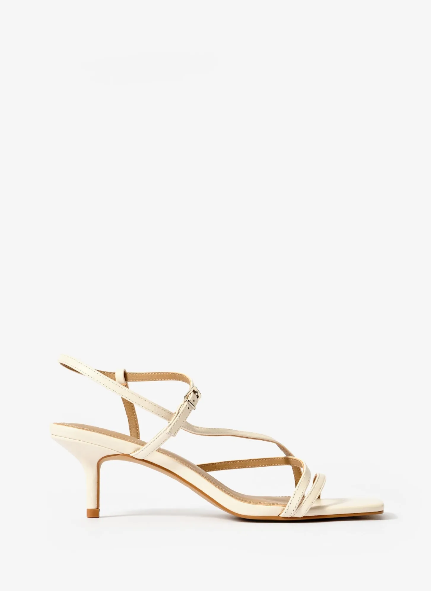 Eli Cream Leather Strappy Kitten Heels