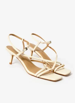 Eli Cream Leather Strappy Kitten Heels