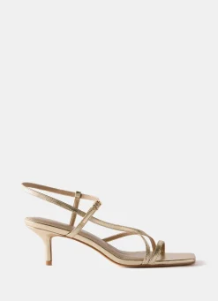 Eli Gold Leather Strappy Kitten Heels