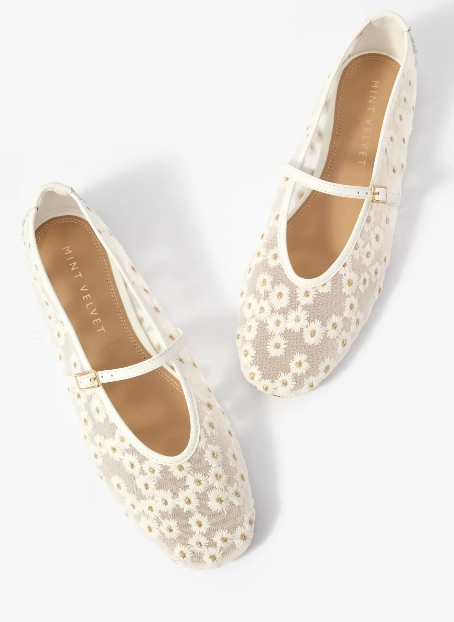 Flora Cream Mesh Ballet Flats