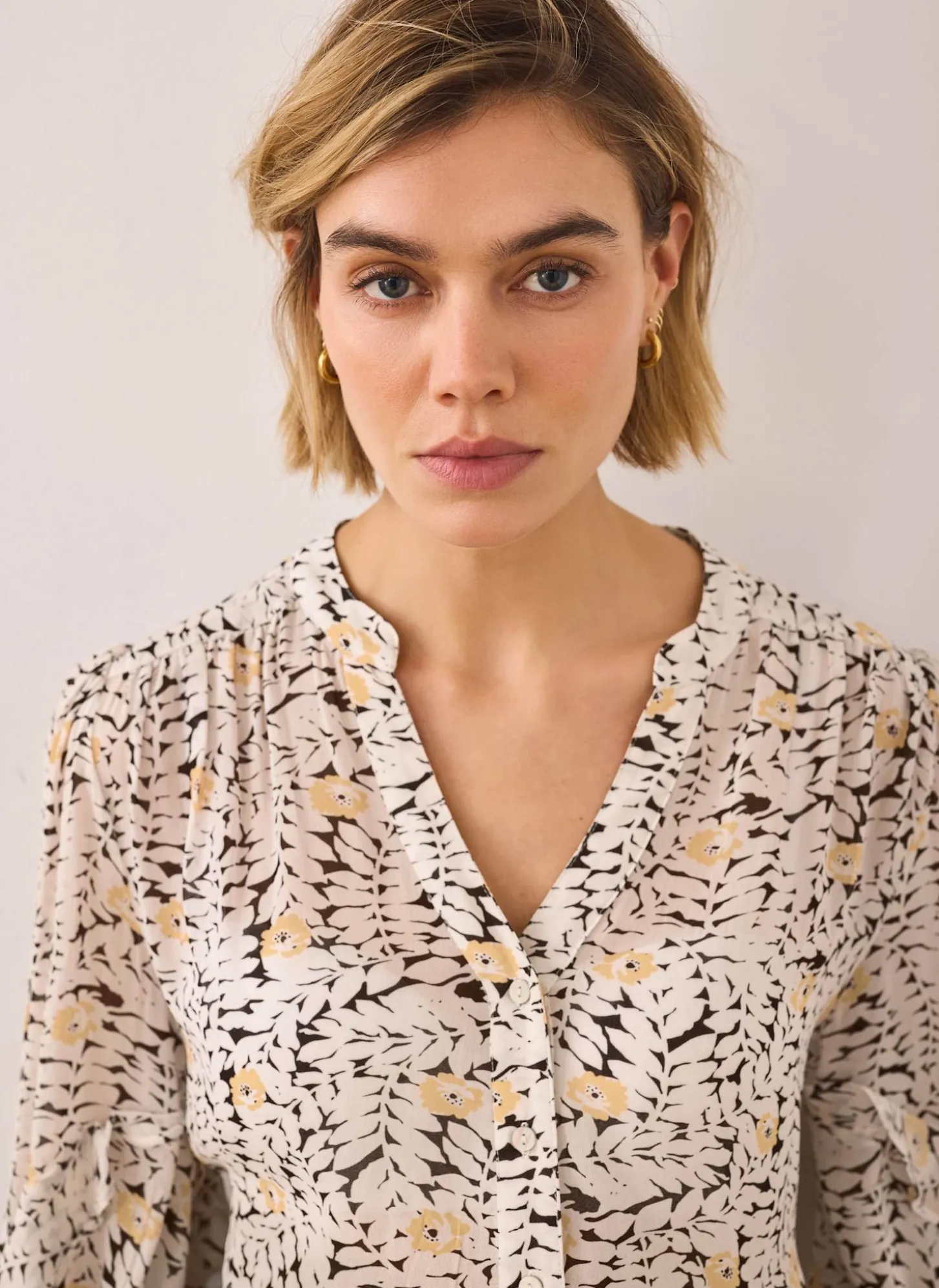 Floral Print Ruffle Blouse