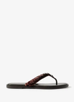 Freya Brown Pearl Detail Flip Flop Sandals