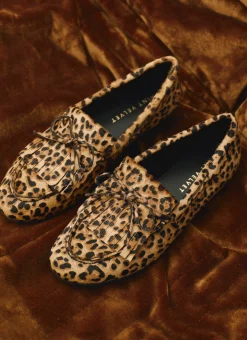 Gaia Leopard Print Textured Loafers