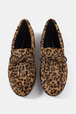 Gaia Leopard Print Textured Loafers